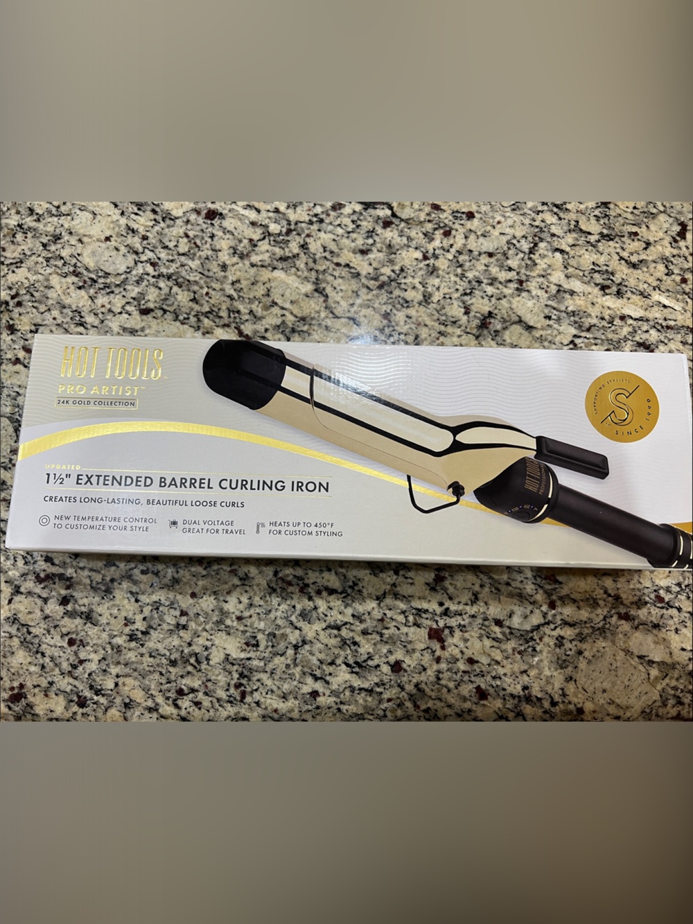 Hot Tools 1½" Gold Barrel Curling Iron - Black and Gold